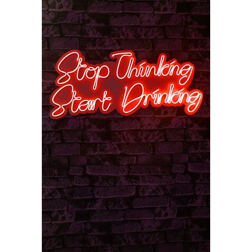Wallity Ukrasna plastična LED rasvjeta, Stop Thinking Start Drinking - Red slika 9