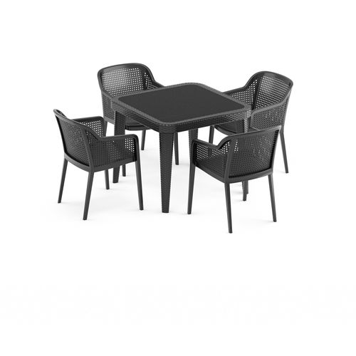 Tilia Garnitura Octa, sto i 4 stolice,   90X90 Crna slika 1