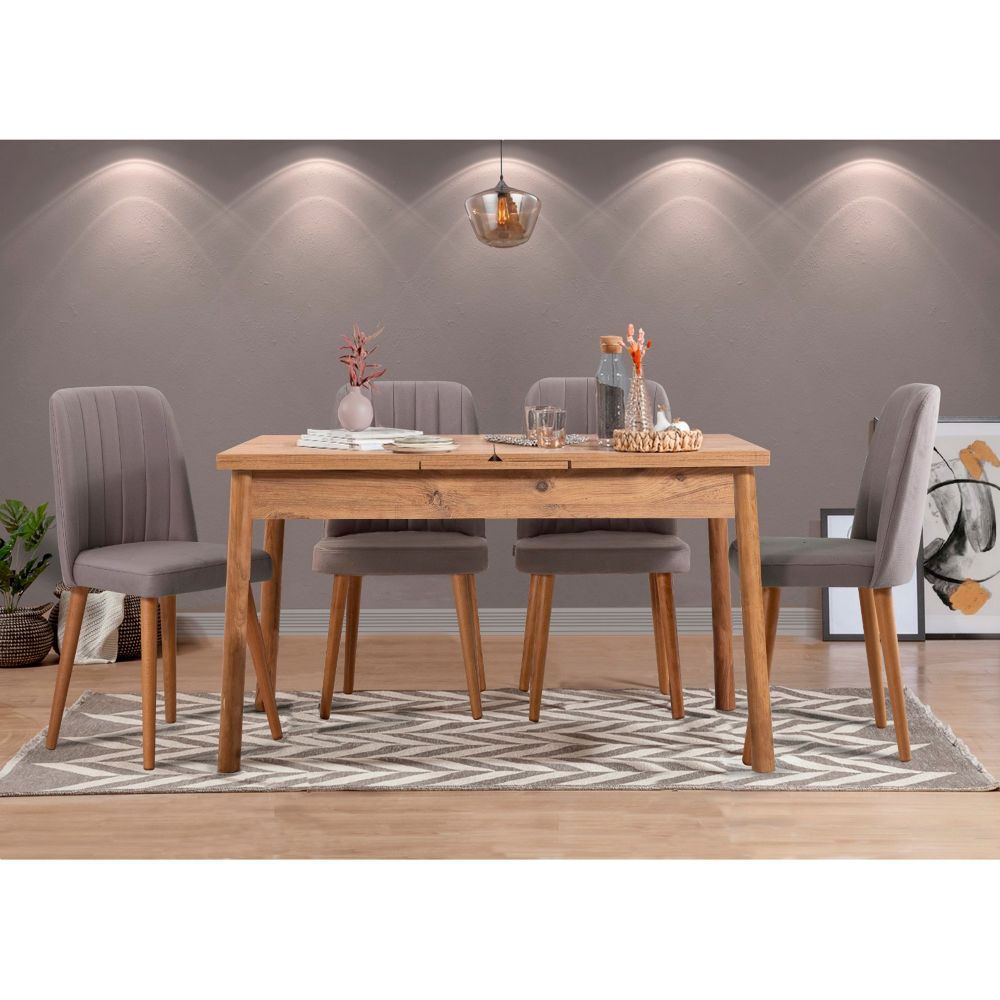 Santiago Atlantic Grey Set: Proširivi Trpezarijski Sto i Stolice (5 Komada) slika 1