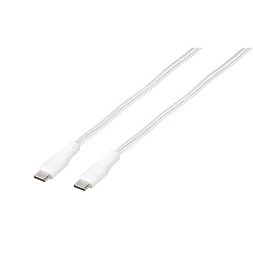 Kabel VIVANCO 62397, USB Type-C na USB Type-C, 0.5m, pleteni, bijeli slika 1