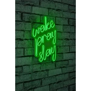 Wallity Ukrasna plastična LED rasvjeta, Wake Pray Slay - Green