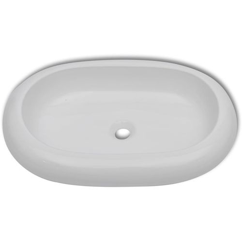 Umivaonik s miješalicom keramički ovalni bijeli slika 39