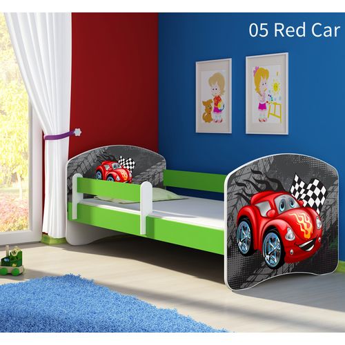 Dječji krevet ACMA s motivom, bočna zelena 140x70 cm 05-red-car slika 1