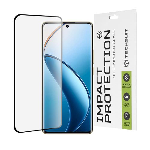 Techsuit – 111D Full Cover / Staklo s punim ljepilom / 3D zakrivljeno staklo za Realme 12 Pro / 12 Pro+ – crno slika 1