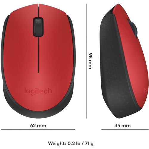 Logitech M171 Mouse Radio Optical Red, Black 3 Buttons 1000 dpi slika 8