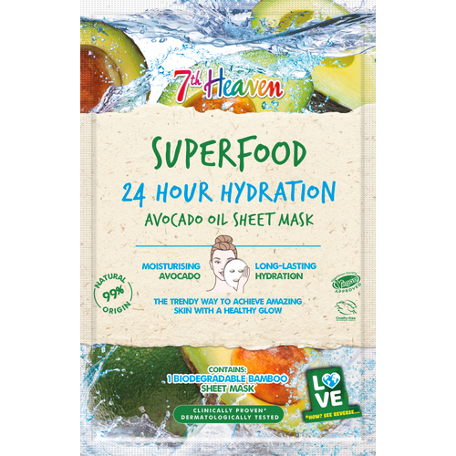 7th Heaven Superfood 24hr Hydration Avocado Oil maska u maramici, 1 kom.  slika 1