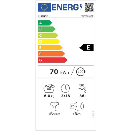 Hisense WFVC6010E veš mašina, 6 kg, 1000 rpm, dubina 46 cm slika 12