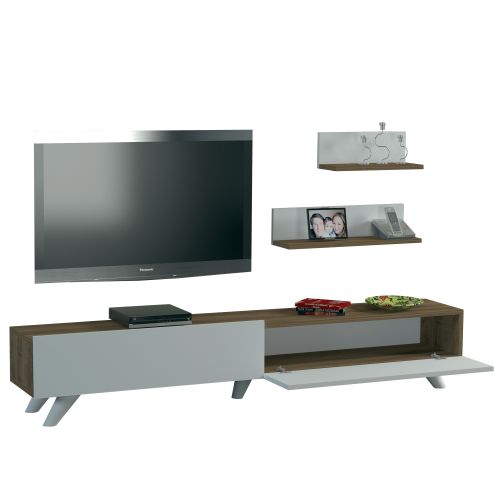 Woody Fashion TV jedinica, Bijela boja Orah, Amerika - White, Walnut slika 3