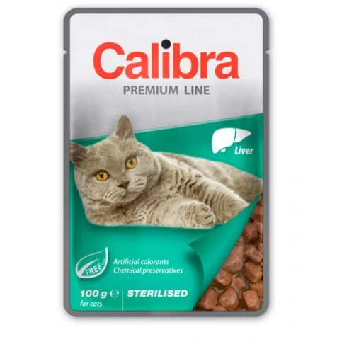Calibra Cat Premium Sterilised Liver, potpuna mokra hrana za sterilizirane mačke s jetricom u umaku, 100 g slika 1