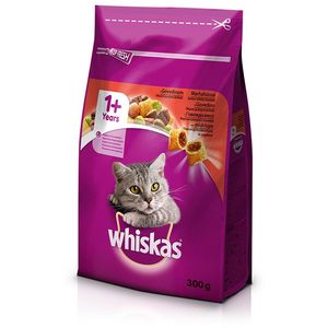 WHISKAS Suha hrana za mačke Govedina 1+, potpuna hrana za odrasle mačke, 300 g