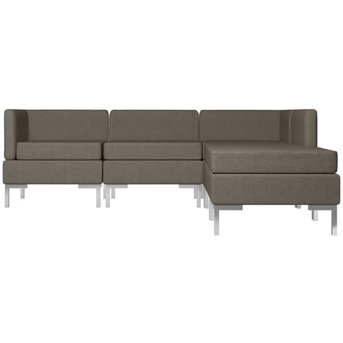5-dijelni set sofa od tkanine smeđe-sivi slika 22