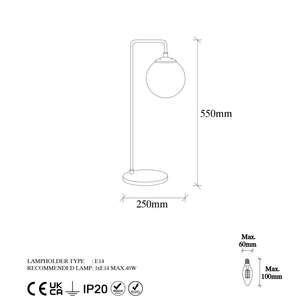 Viran - 10985 Crno-Bijela Stolna Lampa slika 5