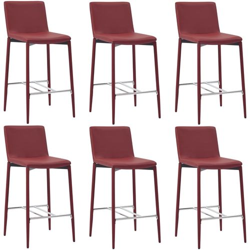 Barski stolci od umjetne kože 6 kom crvena boja vina slika 1