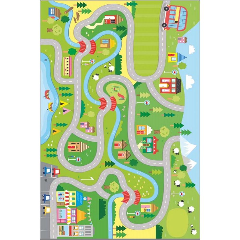 Tanki tepih dječji za igru Mapa grada (120 x 180 cm)( Els509) - DIGITALNI PRINT slika 2