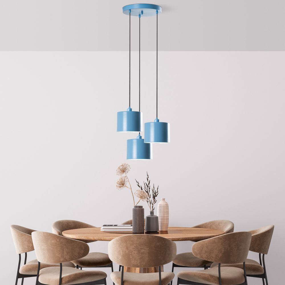 Luster Duz 195Light Blue sa 3 Plafonjere - Svijetloplavi slika 1