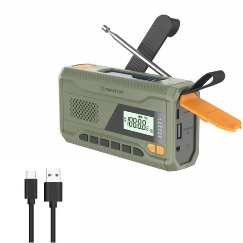 MANTA radio FM, AM, 3W, solarno+ručica+baterija+USB-C napajanje DYNAMO RDI401G slika 6