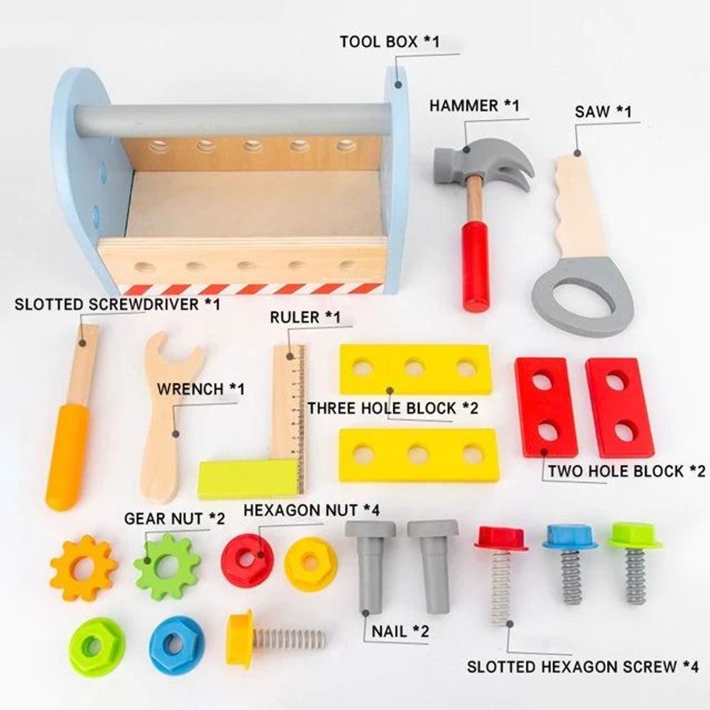 Kinder Home Dječiji drveni alat Toolbox slika 10