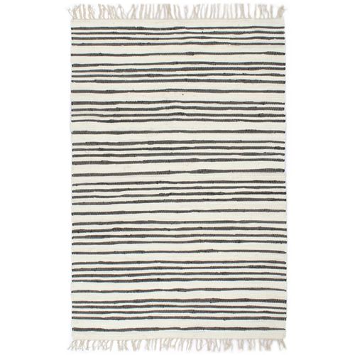 Ručno tkani tepih Chindi od pamuka 200 x 290 cm antracit-bijeli slika 1