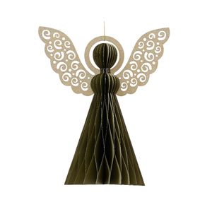 Ukras za jelku Hanging paper angel 15cm 709229 - Green - KMG