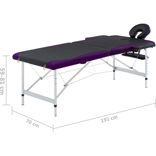 Sklopivi masažni stol s 2 zone aluminijski crno-ljubičasti slika 38