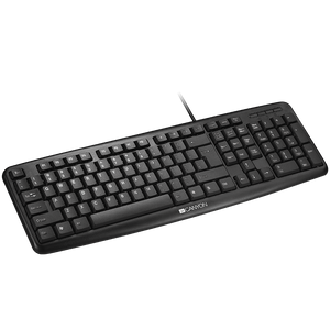 CANYON Wired Keyboard, 104 keys, USB2.0, Black, cable length 1.5m, 443*145*24mm, 0.37kg, Adriatic