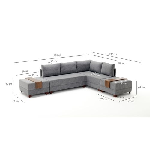 Atelier Del Sofa Kutna garnitura na razvlačenje, Plava, Fly Right - Blue slika 9