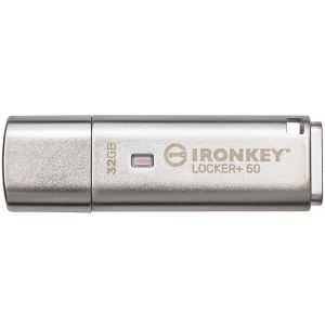 Kingston IKLP50/32GB 32GB IronKey Locker+ 50 USB-A 3.2, Hardware-encrypted USB Drive with XTS-AES Encryption