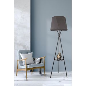 Venedik sehpalı siyah lambader altıgen koyu gri abajurlu Dark Grey Floor Lamp