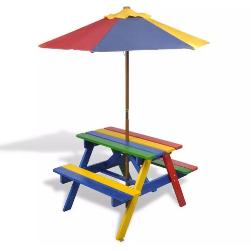Dječji stol &amp; klupe za piknik sa suncobranom četiri boje slika 7