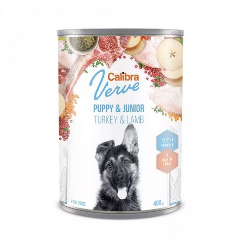 Calibra Dog Verve Konzerva GF Puppy & Junior Ćuretina & Jagnjetina, hrana za pse 400g slika 1