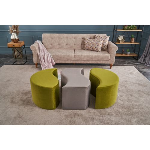 Atelier Del Sofa Tabure, zelena Mink, Alya Puf - Green, Mink slika 3