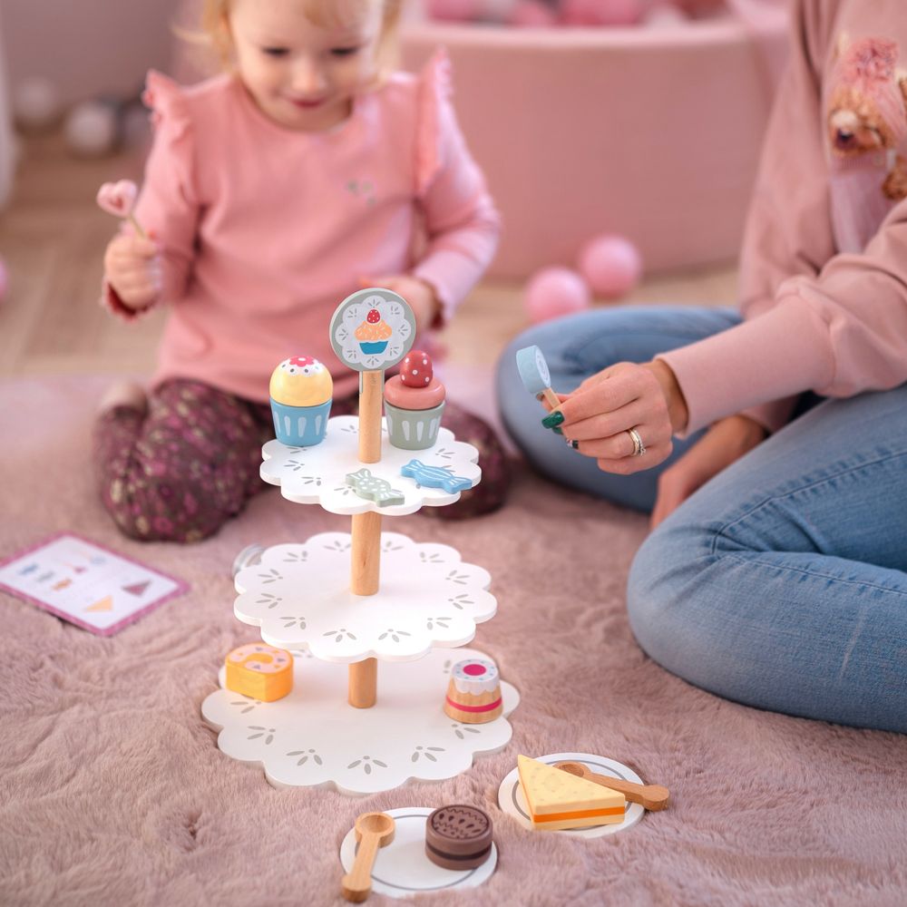 Tooky toy tanjur za slatkiše, drveni stalak, cupcakes, kolači slika 2