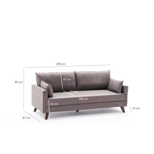 Bella Sofa Bed - Brown Brown 3-Seat Sofa-Bed slika 8