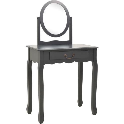 Toaletni stolić sa stolcem sivi 65x36x128 cm paulovnija i MDF slika 23