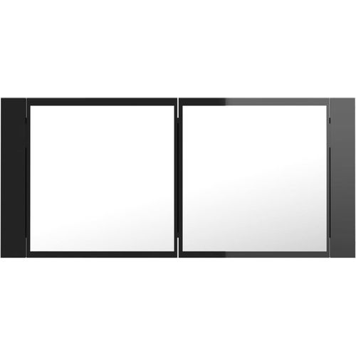 LED kupaonski ormarić s ogledalom visoki sjaj crni 100x12x45 cm slika 9