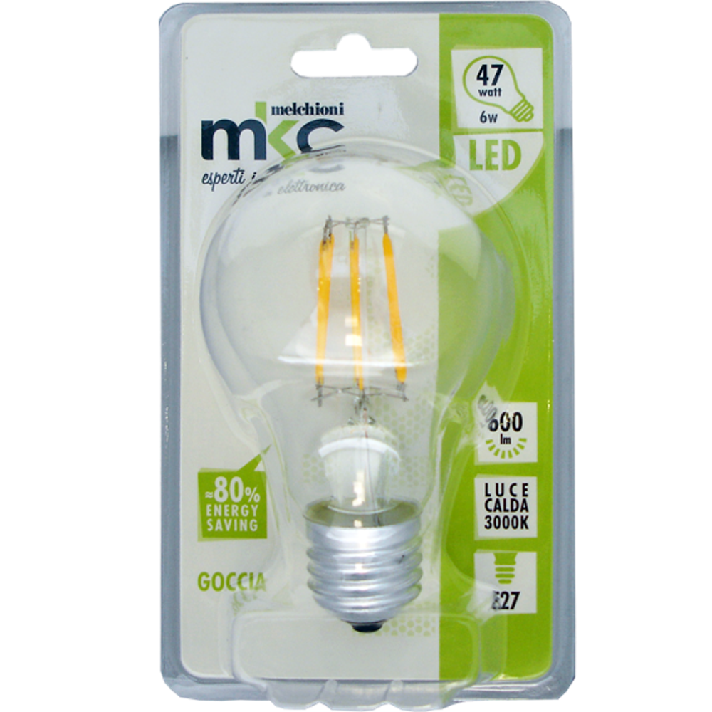 MKC Sijalica,LED 6W, E27, 220V AC, toplo/bijela svjetlost - LED GOCCIA A60 E27/6W slika 2