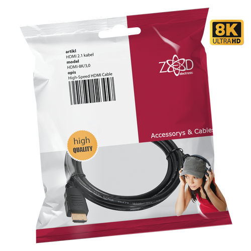 ZED electronic HDMI 2.1 kabel, 4K/120p ili 8K/60p, 48 Gbps, dužina 3,0 met. - HDMI-8K/3,0 slika 1