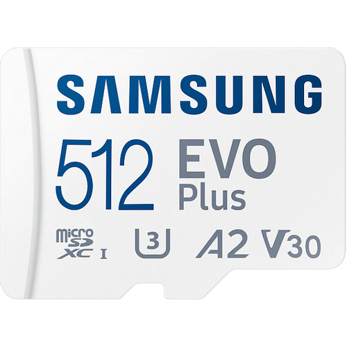 Samsung MB-MC512SA/EU MicroSD 512GB, EVO Plus, SDXC, UHS-I U3 V30 A2, Read 160MB/s, for 4K and FullHD video recording, w/SD adapter slika 1