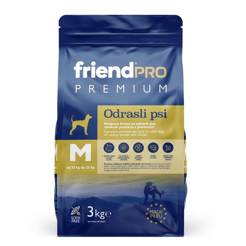 Friend PRO Premium suha hrana za odrasle pse srednjih pasmina Piletina 3kg slika 1