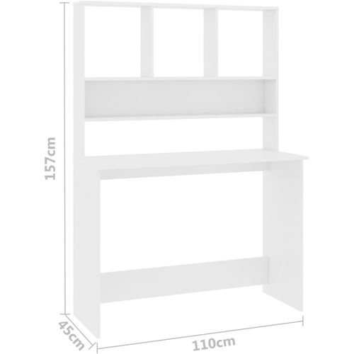 Radni stol s policama bijeli 110 x 45 x 157 cm od iverice slika 10