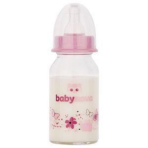 BABY NOVA Staklena flašica za bebu 0m+ 125ml, Pink