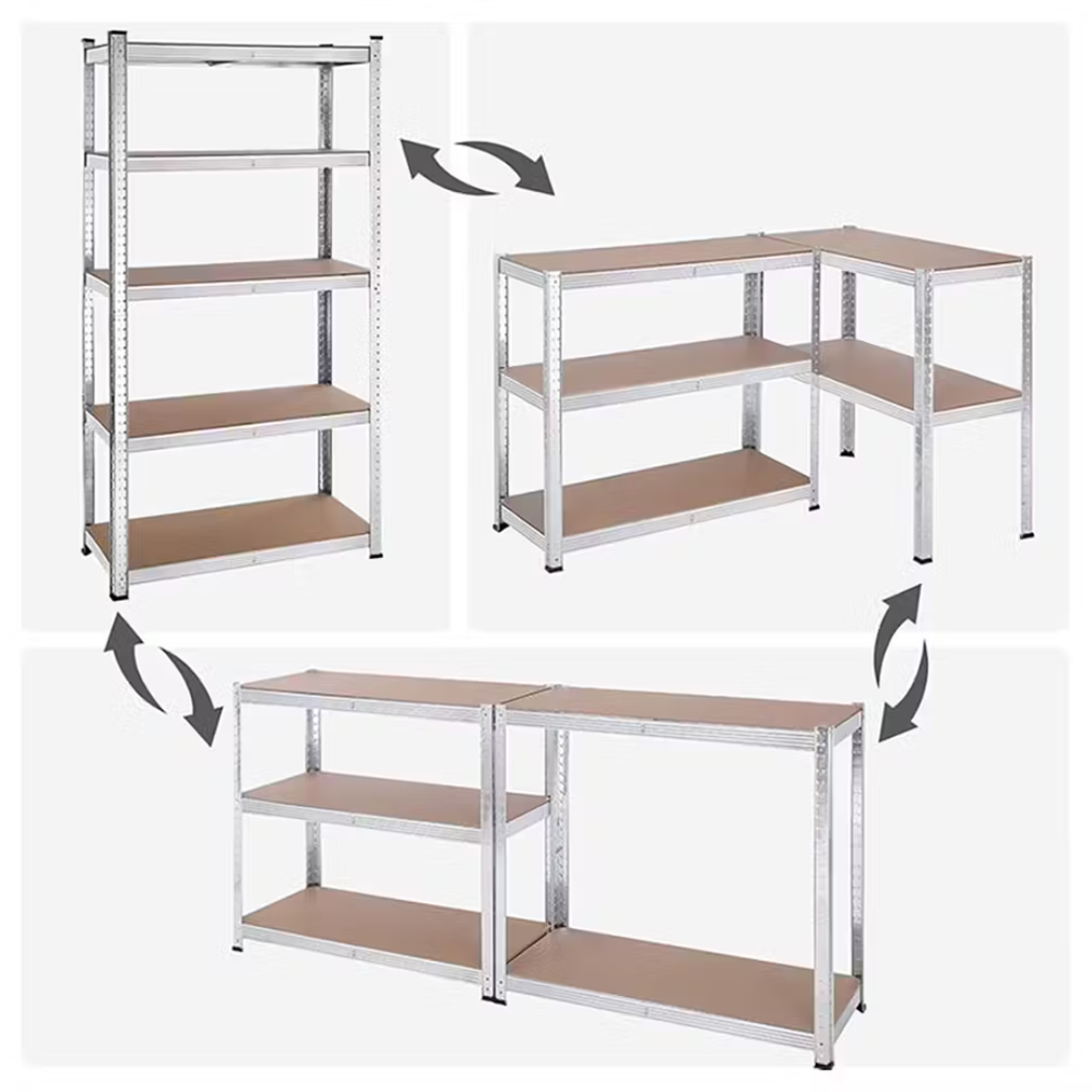 Metalna polica s 5 spratova – 180 x 90 x 40 cm – Metalik siva (Zn) slika 2