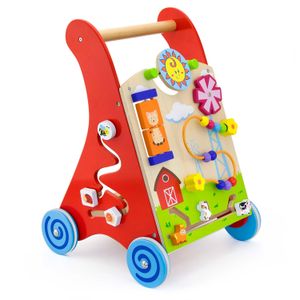Viga Drvena guralica Activity Baby Walker, Crvena