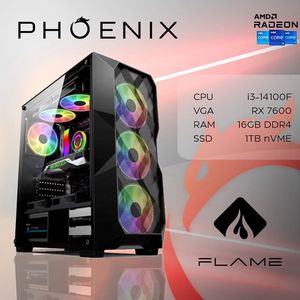 Računalo Phoenix FLAME Y-577 Intel i3 14100F/16GB DDR4/NVME SSD 1TB/550W 80+/VGA RX7600 8GB
