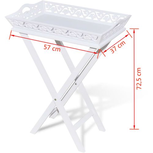 Bočni Stolić s Pladnjem Bijeli slika 33