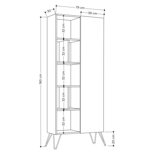 Woody Fashion Polica za knjige, Bijela boja hrast, Jedda Bookcase - White, Oak slika 4