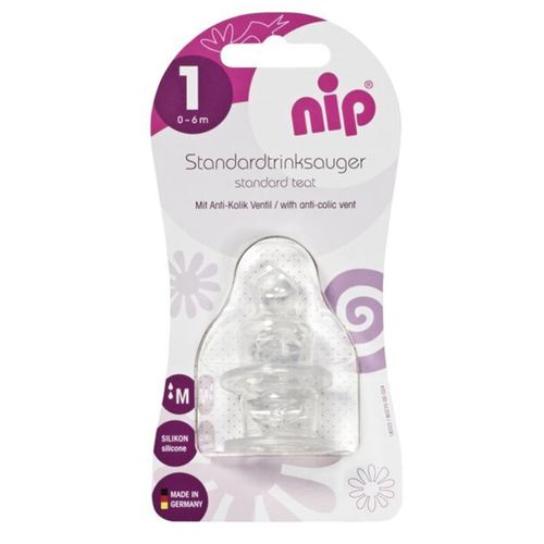 nip® Anatomska silikonska duda za flašicu 0-6mj, Anti-colic, Flow M, 2kom  slika 3