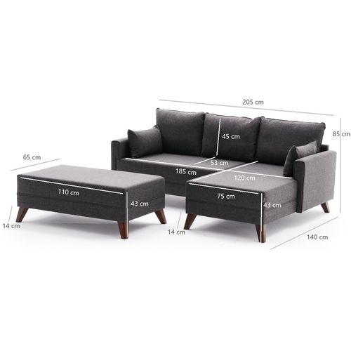 Atelier Del Sofa Kutna garnitura na razvlačenje, Antracit, Bella Mini Corner Sofa Right - Anthracite slika 8