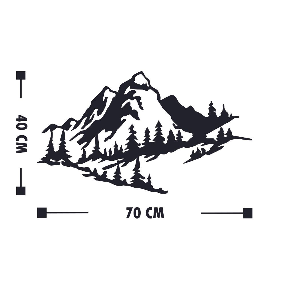 Dekorativni Metalni Zidni Ukras 'Mountain 2 Black' slika 3