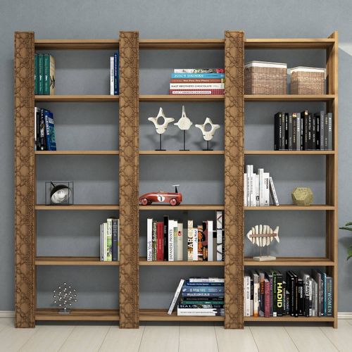 Woody Fashion Polica za knjige, City 3 - Walnut, Walnut slika 2